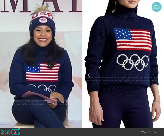 Polo Ralph Lauren x Team USA Turtleneck Sweater worn by Sheinelle Jones on Today