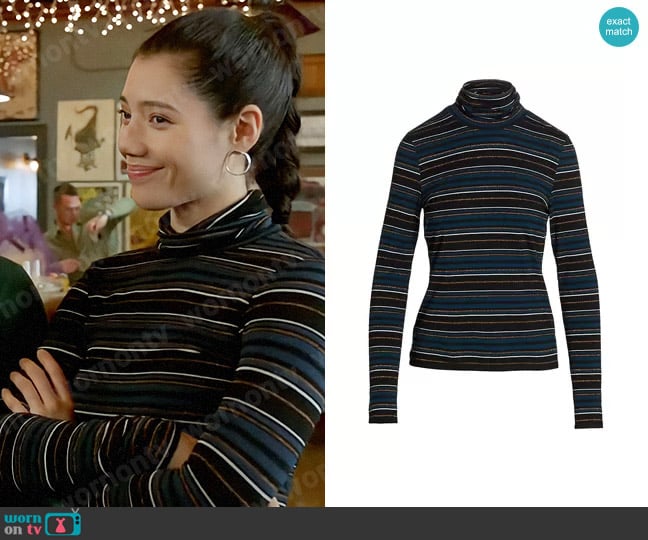 Veronica Beard Audrey Turtleneck Top worn by Violet Mikami (Hanako Greensmith) on Chicago Fire
