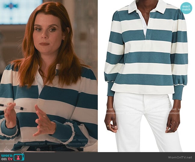 Veronica Beard Presto Rugby Tee worn by Maddie Townsend (JoAnna Garcia Swisher) on Sweet Magnolias