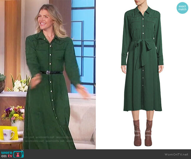 Veronica Beard Spur Silk Jacquard Long-Sleeve Shirtdress worn by Amanda Kloots on The Talk