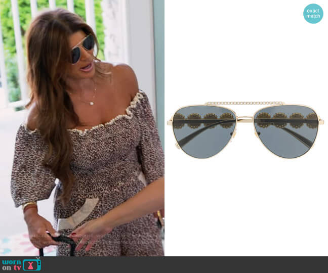 Versace Medusa Head aviator-frame sunglasses worn by Teresa Giudice on The Real Housewives of New Jersey