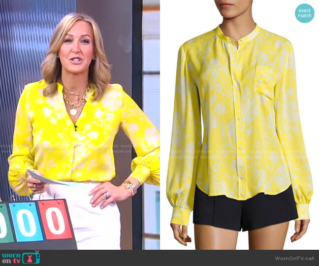 A.L.C. Walter Floral-Print Silk Blouse worn by Lara Spencer on Good Morning America