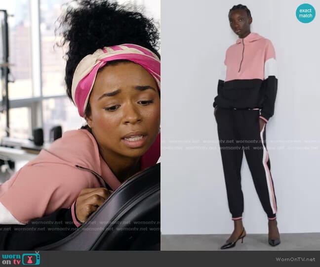 Zara Colorblock Sweatshirt worn by Neff Davis (Alexis Floyd) on Inventing Anna