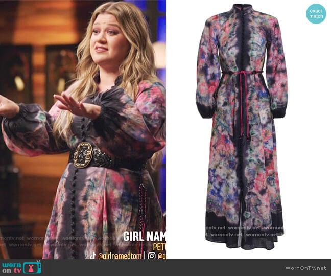 Zimmermann Tropicana Billow Long Dress worn by Kelly Clarkson on The Voice