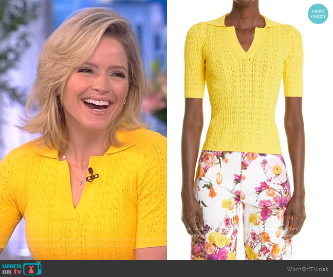 Adam Lippes Pointelle Knit Polo Sweater worn by Sara Haines on The View