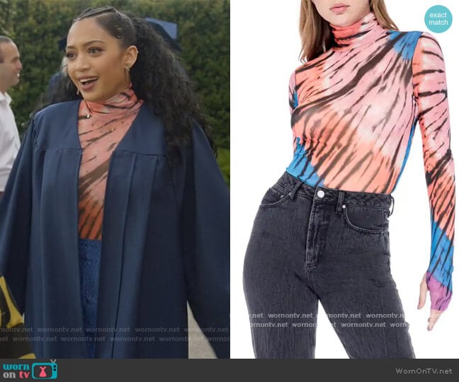 AFRM Zadie Semi Sheer Top worn by Olivia Baker (Samantha Logan) on All American