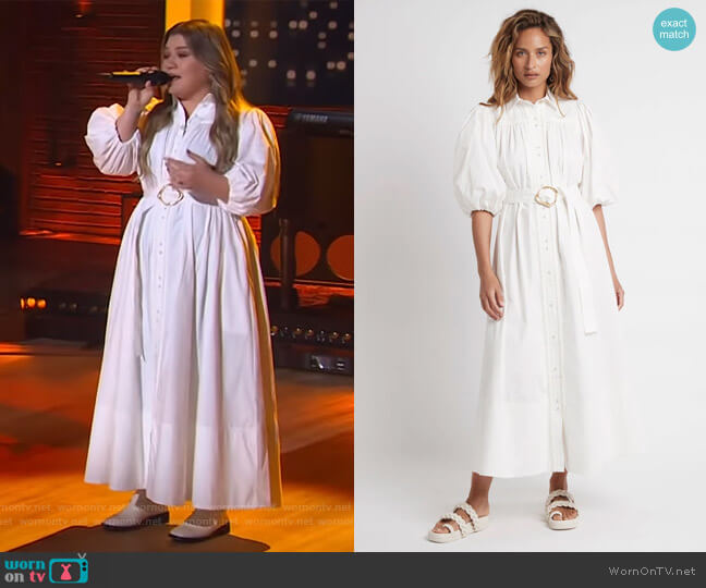 Aje Casabianca Puff Sleeve Shirt Dress worn by Kelly Clarkson on The Kelly Clarkson Show