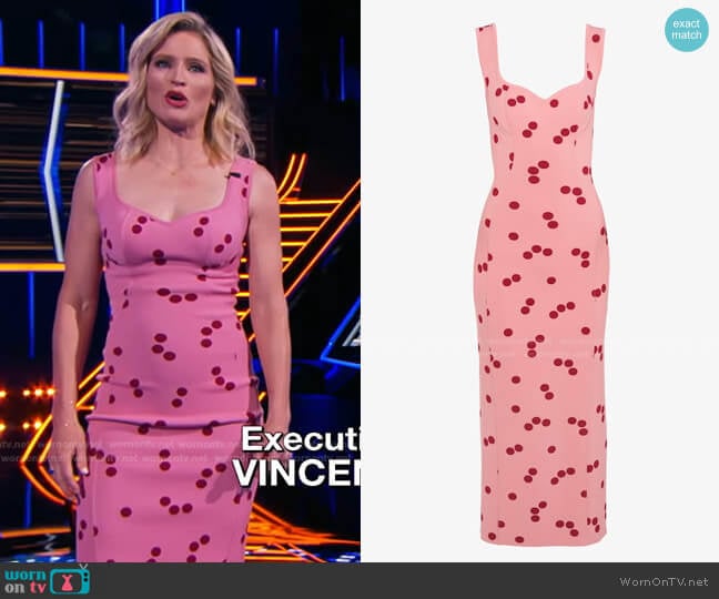Alaia Polka-Dot Jacquard-Knit Midi Dress worn by Sara Haines on The Chase