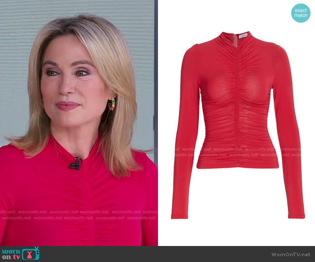 A.L.C. Ansel Tulle Top worn by Amy Robach on Good Morning America