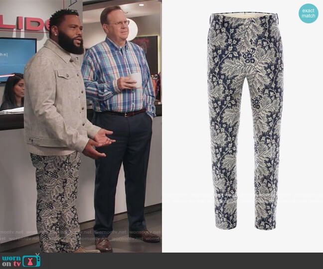 Alexander McQueen Ivy Creeper Jacquard Trousers worn by Andre Johnson (Anthony Anderson) on Black-ish