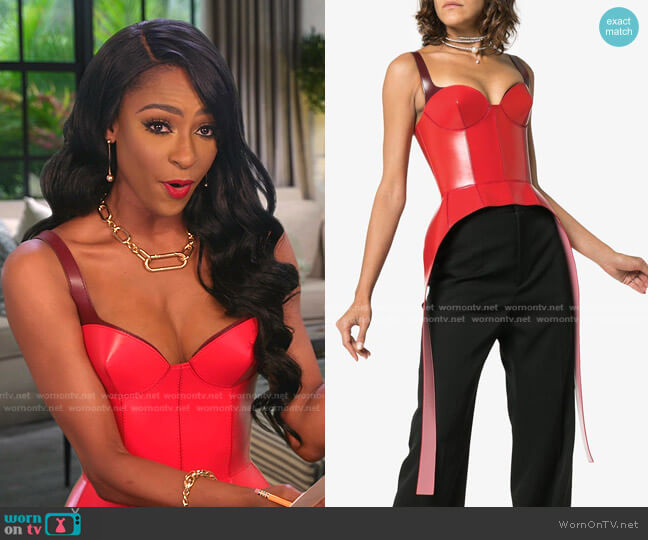 Alexander McQueen Two-Tone Bustier Top worn by Guerdy Abraira (Guerdy Abraira) on The Real Housewives of Miami