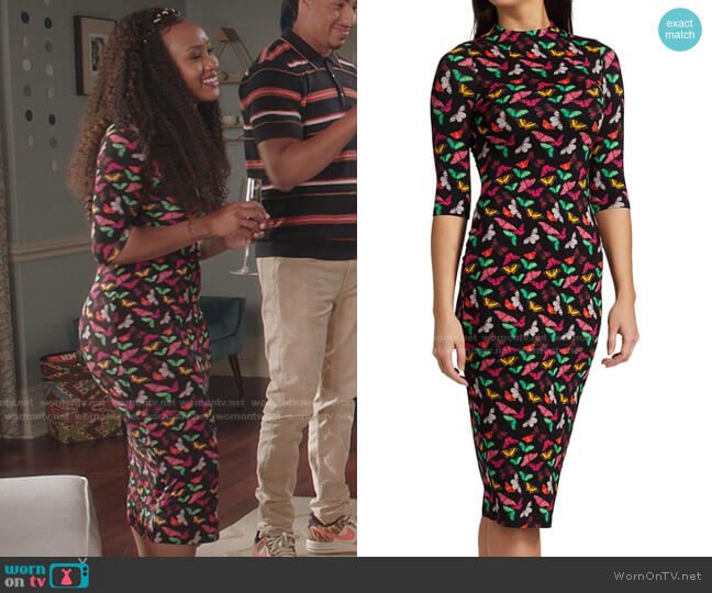 Alice + Olivia Delora Knit Bodycon Dress worn by Olivia Lockhart (Katlyn Nichol) on Black-ish