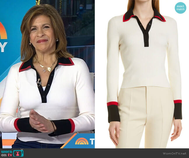 Alice + Olivia Pia Ribbed Wool Blend Polo Sweater worn by Hoda Kotb on Today