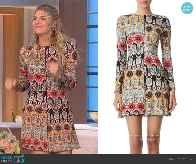 Alice + Olivia Delora Paneled Flare Mini Dress worn by Amanda Kloots on The Talk