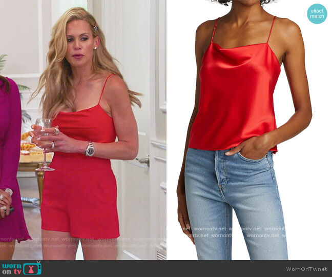 Alice + Olivia Harmon Drapey Slip Cami worn by Jackie Goldschneider on The Real Housewives of New Jersey