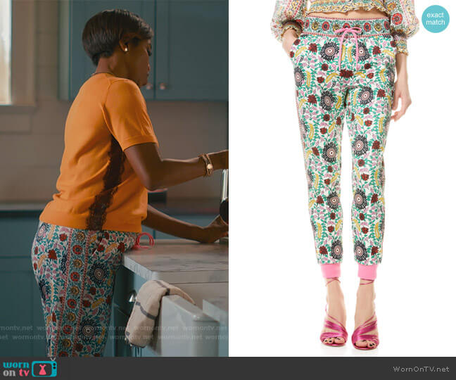 Alice + Olivia NYC Floral Slim Joggers worn by Helen Decatur (Heather Headley) on Sweet Magnolias