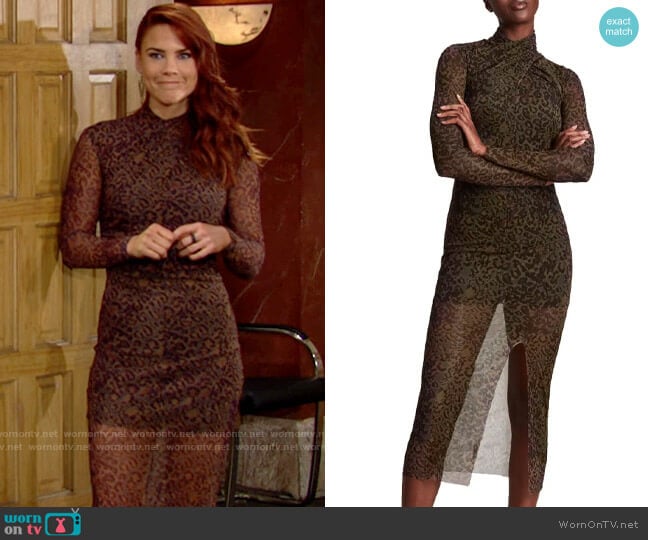 All Saints Tia Animal Print Dress worn by Sally Spectra (Courtney Hope) on The Young and the Restless