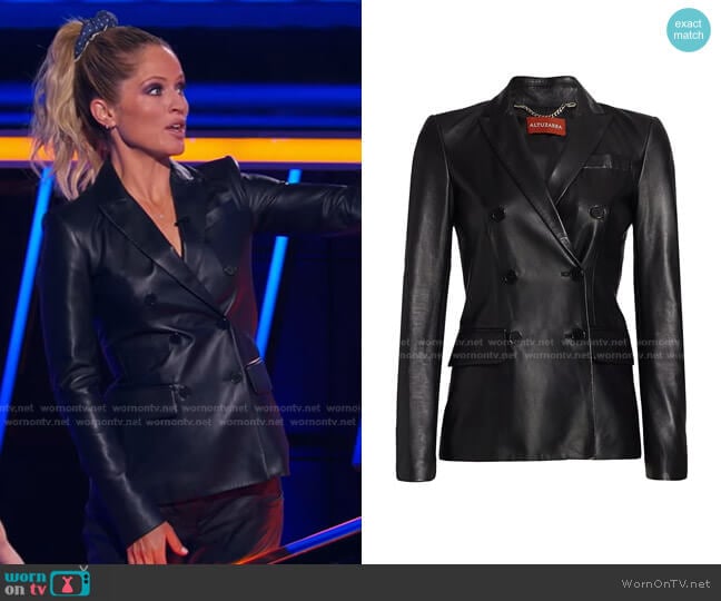 Altuzarra Indiana Double Breasted Leather Jacket worn by Sara Haines on The Chase
