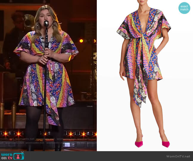Amur Nyla Tie-Front Poplin Mini Dress worn by Kelly Clarkson on The Kelly Clarkson Show