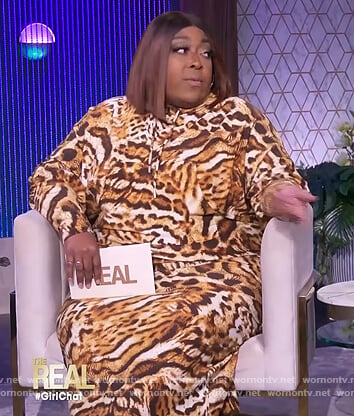 Loni’s animal print hoodie dress on The Real