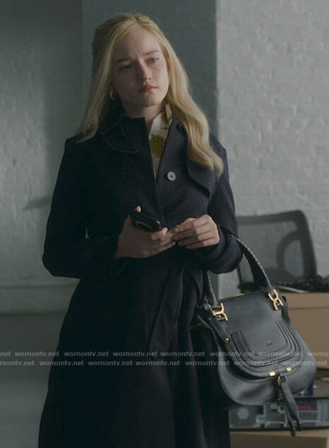 Anna’s navy trench coat on Inventing Anna