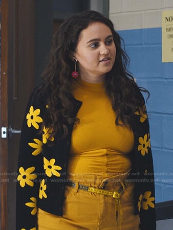 Annabelle’s black floral cardigan on Naomi