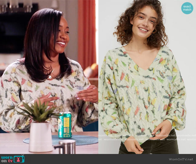 Anthropologie Catch of the Day Cable-Knit Wool Sweater worn by Olivia Lockhart (Katlyn Nichol) on Black-ish