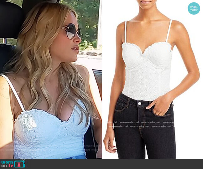 Aqua Eyelet Bustier Bodysuit worn by Jackie Goldschneider on The Real Housewives of New Jersey