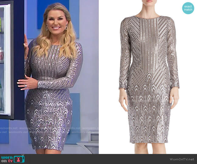 Aqua Art Deco Sequined Dress worn by Rachel Reynolds on The Price is Right