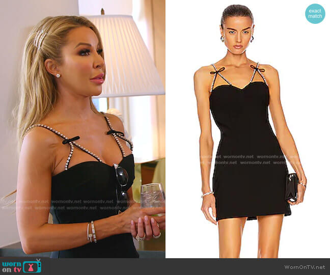 Area Crystal Bow Strap Mini Dress worn by Lisa Hochstein (Lisa Hochstein) on The Real Housewives of Miami