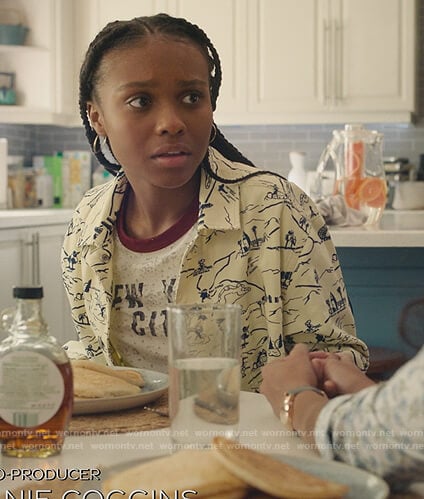 Naomi’s white printed jacket on Naomi