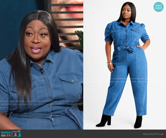 Ashley Stewart Belted Puff Sleeve Jumpsuit worn by Loni Love on E! News