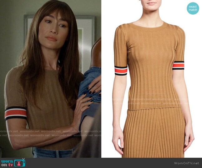 ATM Anthony Thomas Melillo Silk Wide-Rib Crewneck Sweater worn by Sarah (Maggie Q) on Pivoting