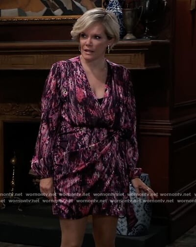 Ava’s abstract print wrap dress on General Hospital