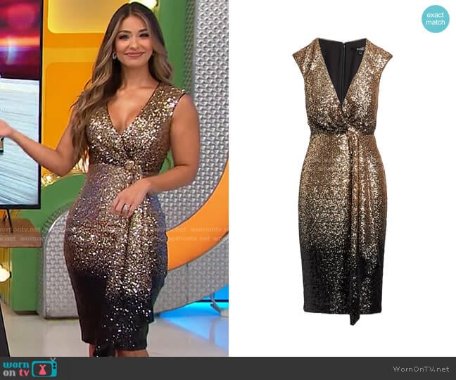 Badgley Mischka Ombré Sequin Sheath Dress worn by Manuela Arbeláez on The Price is Right