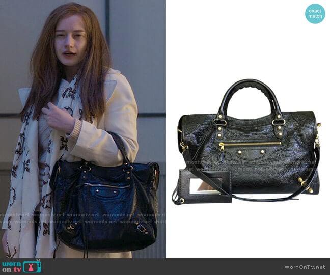 Balenciaga Large City Bag worn by Anna Delvey (Julia Garner) on Inventing Anna