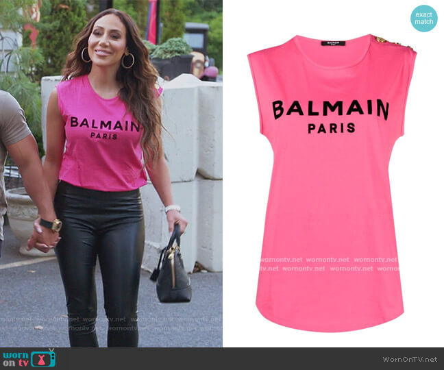 Balmain Buttoned Logo Tank Top worn by Melissa Gorga on The Real Housewives of New Jersey