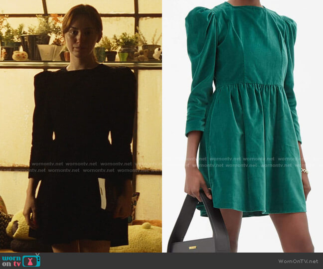 Batsheva Prairie Velvet Dress worn by Lexi Howard (Maude Apatow) on Euphoria