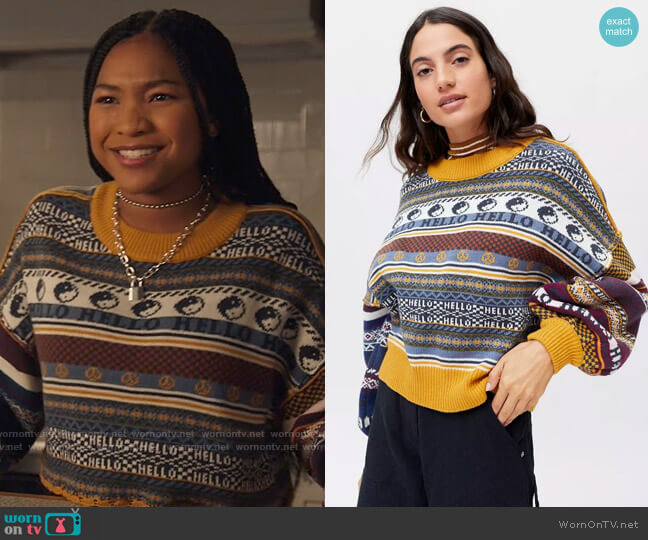 BDG Marri Jacquard Ski Sweater worn by Delilah (Laya DeLeon Hayes) on The Equalizer