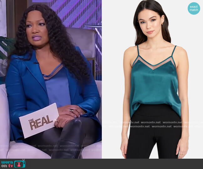 Bebe Mesh Detail Satin Cami worn by Garcelle Beauvais on The Real