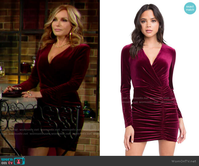 Black Halo Como Velvet Dress in Smashing Berry worn by Lauren Fenmore (Tracey Bregman) on The Young and the Restless