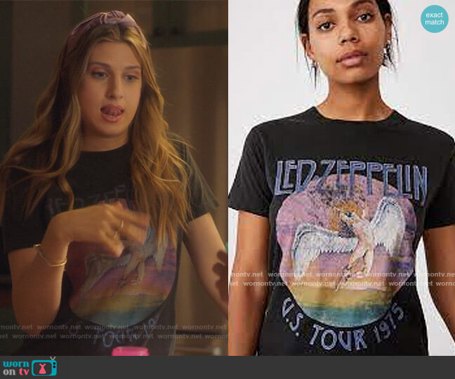 Cotton On Led Zeppelin graphic tee worn by Nomi Segal (Emily Arlook) on Grown-ish