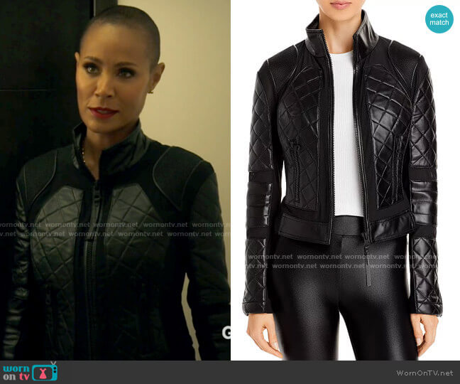 Blanc Noir Leather & Mesh Moto Jacket