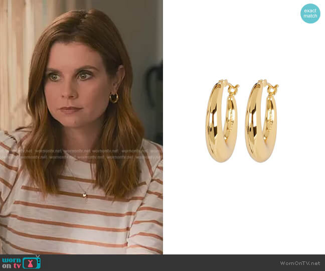 Bonheur Jewelry Puffed Hoop Earrings worn by Maddie Townsend (JoAnna Garcia Swisher) on Sweet Magnolias