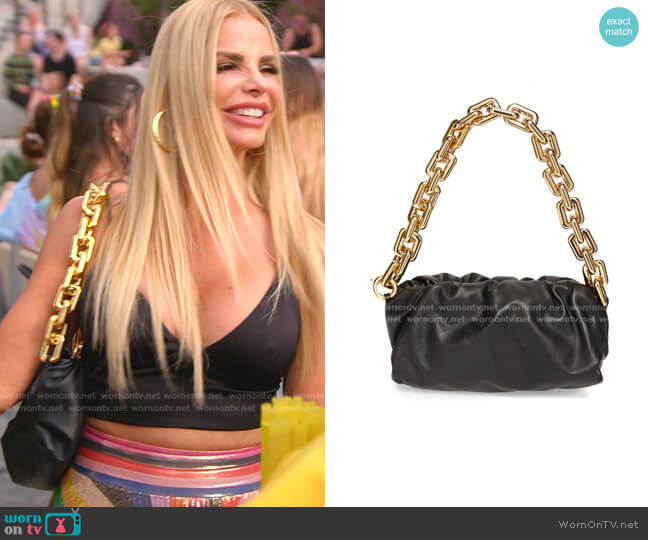 Bottega Veneta The Chain Pouch Leather Shoulder Bag in Nero/Gold worn by Alexia Echevarria (Alexia Echevarria) on The Real Housewives of Miami