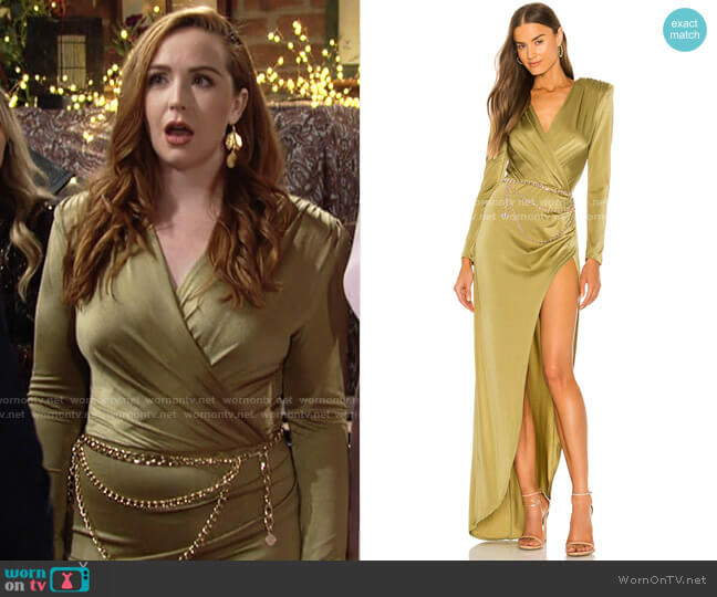 Bronx and Banco Olive Maxi Dress worn by Mariah Copeland (Camryn Grimes) on The Young and the Restless