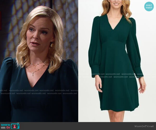 Calvin Klein Puff-Sleeve A-Line Dress worn by Belle Brady (Martha Madison) on Days of our Lives