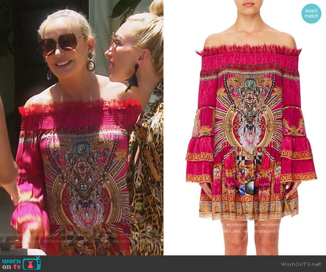 Camilla Off Shoulder Dress with Smocking worn by Shannon Beador on The Real Housewives of Orange County