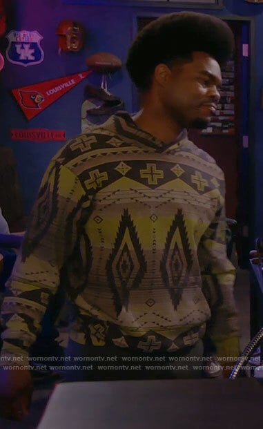 Carter’s geometric print hoodie on Call Me Kat