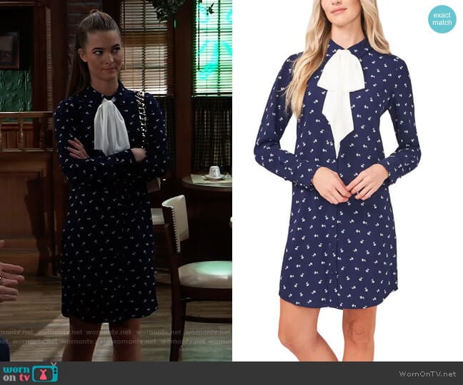 Cece Tulip Ditsy Long Sleeve Shirt Dress worn by Esme (Avery Kristen Pohl) on General Hospital